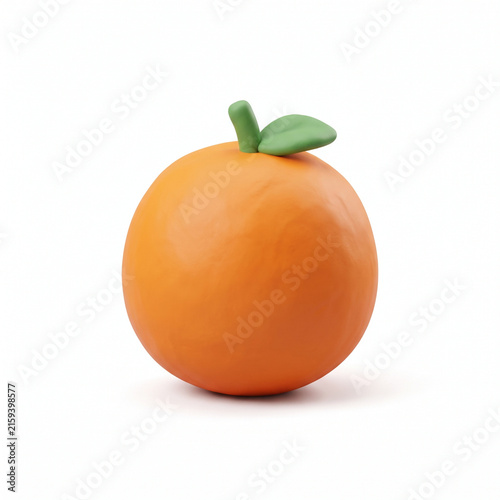 Single vibrant orange fruit illustration with leaf on white background for fresh produce design
