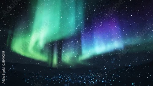 Magical Northern Lights Aurora Borealis Sky with Glowing Particles
