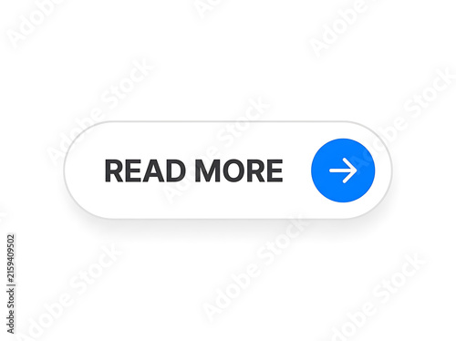 Read more button with circular arrow icon isolated on white background