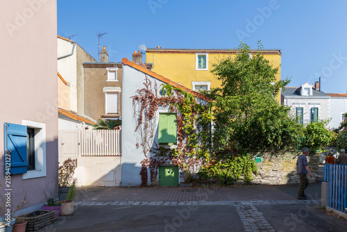 The village of Trentemoult with its typical colourful houses near Nantes and on the banks of the Loire in France