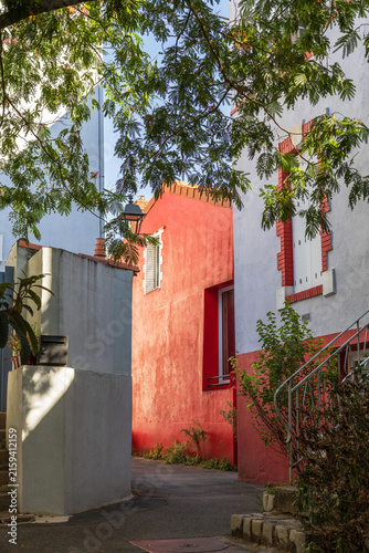 The village of Trentemoult with its typical colourful houses near Nantes and on the banks of the Loire in France