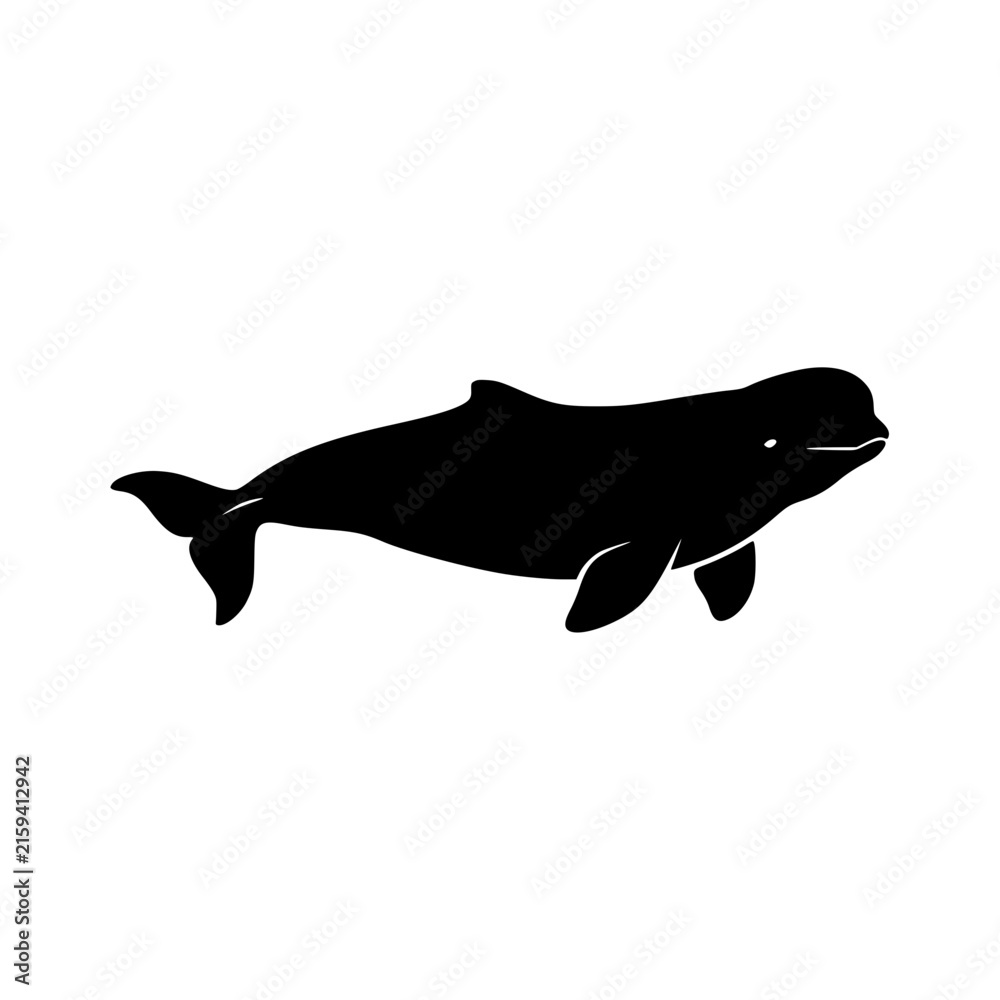 Obraz premium Swimming whale silhouette vector illustration