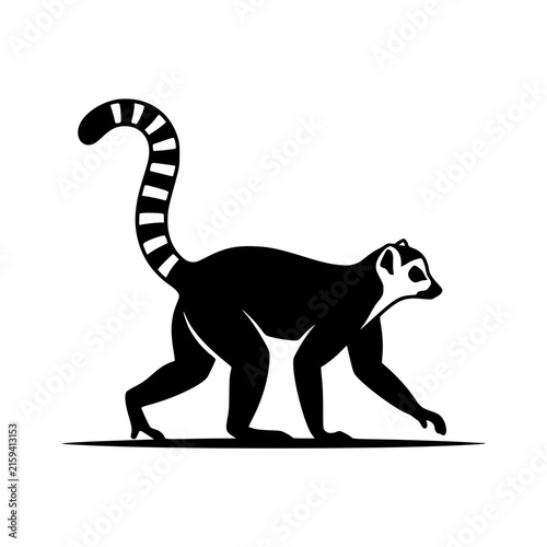 Walking lemur silhouette animal illustration