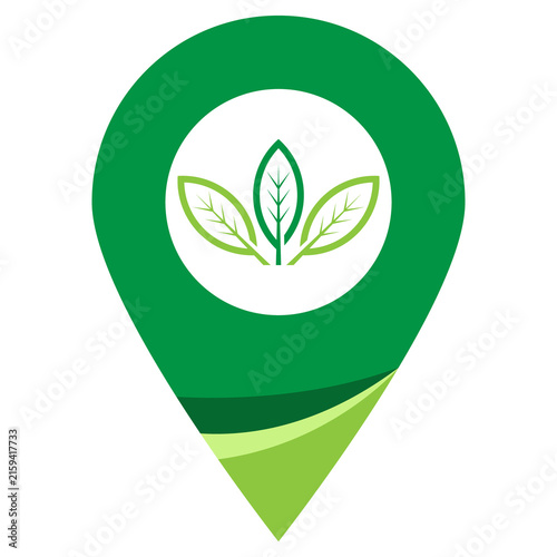 Green Leaf Map Pin Icon