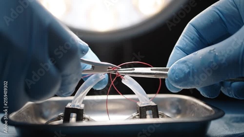 Close-up Surgical Suture 4K Slow Motion Medical Procedure