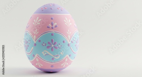 Easter Egg Delight: A beautifully decorated Easter egg featuring pastel pink, lavender, and turquoise colors with delicate floral patterns, perfect for spring celebrations.