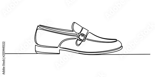 Canvas Print Continuous single line drawing of a formal leather loafer shoe