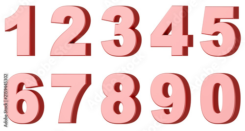 Canvas Print 3D素材_数字_メタリック_ピンク