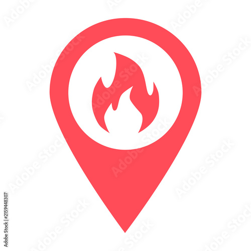 Fire Station Location Pin with Flame Symbol Transparent PNG