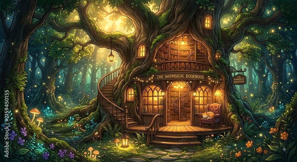 Fototapeta premium a house built inside a tree in a futuristic universe Genertive AI