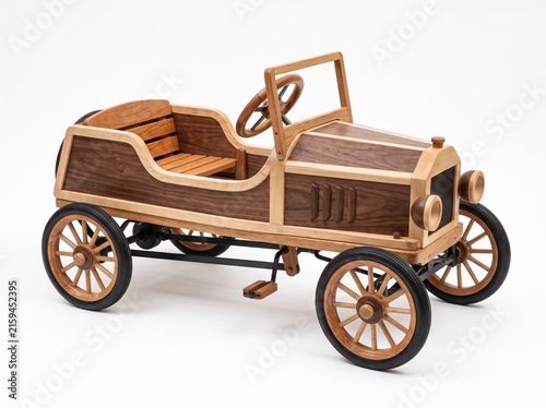 Wooden Toy Pedal Car Made from Mixed Natural Woods