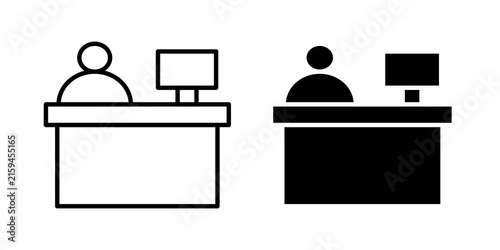 Reception desk icon flat illustrations collection. EPS10