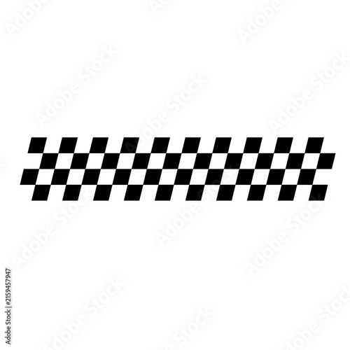 Checkerboard pattern racing flag strip black and white checkered border design element now.