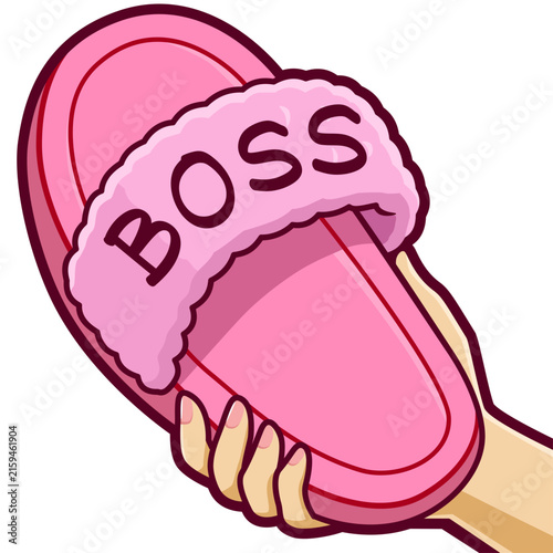 Pink slipper cartoon emote illustration