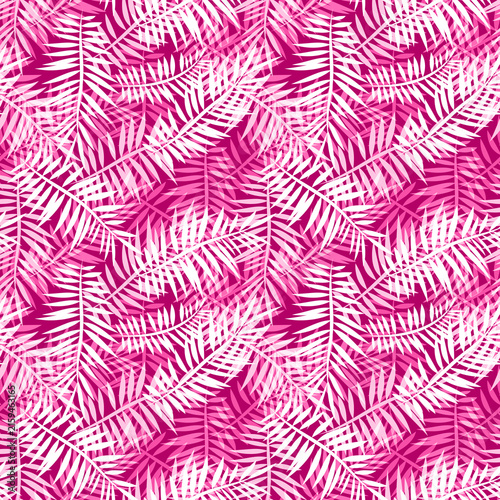 Palm leaves white and crimson retro tropical pattern