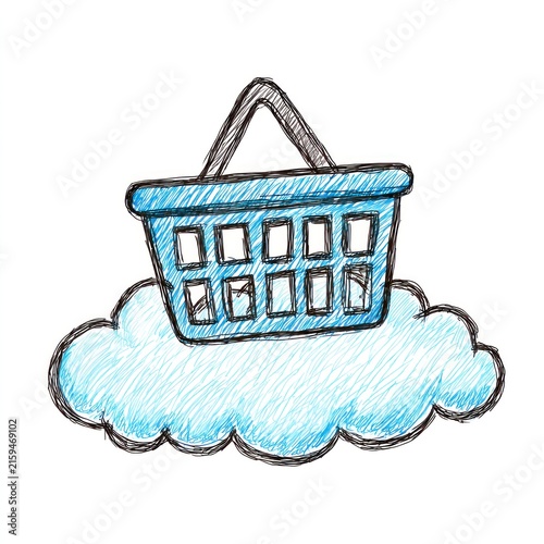 Shopping cart on cloud with transparent background