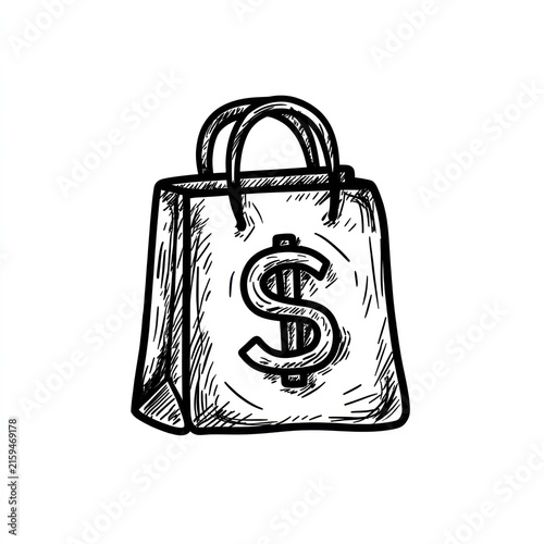 Handbag with dollar sign with transparent background