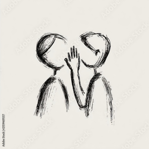 Two figures reaching out to each other