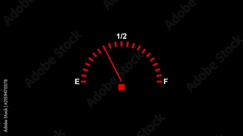 Red progress bar with percentage 1/2 and red square marker on black background digital interface
