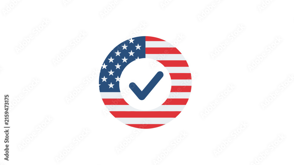 Fototapeta premium USA Election Vote Icon with Checkmark and American Flag