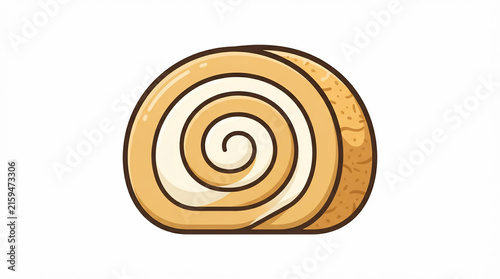 Swiss roll cake slice vector illustration sweet dessert bakery pastry icon on white background