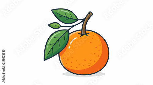 Fresh mandarin orange fruit with green leaves illustration vector graphic design