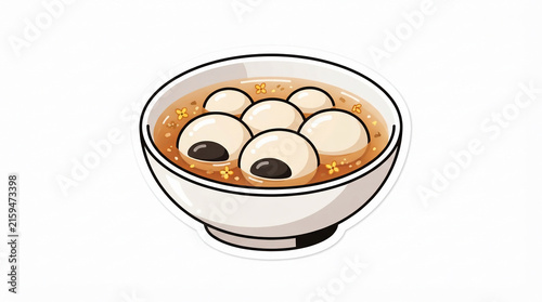 Delicious Bowl of Tang Yuan Dessert Vector Illustration