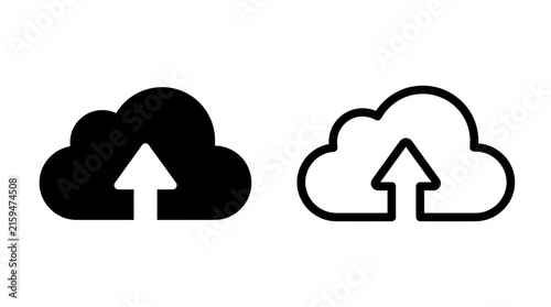 Obraz na płótnie Cloud upload icon set featuring solid and outlined vector symbols internet transfer