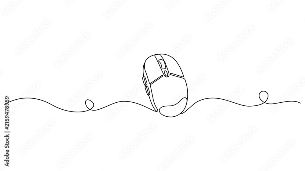 Fototapeta premium Computer Mouse Continuous One Line Drawing Minimalist Technology Illustration
