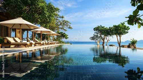Luxury Infinity Pool Overlooking Tropical Ocean at Resort