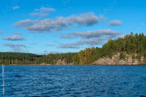 Ladoga Skerries National Park near the village of Lumivaara on a sunny autumn day, Republic of Karelia, Russia