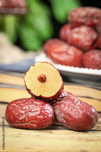 Foto Xinjiang Ruoqiang Dried Jujube Dates Cross Section Traditional Chinese Superfrui
