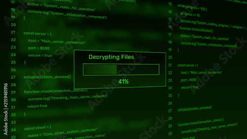 Obraz na płótnie Decrypting files data security progress bar animation loop with percentage statu