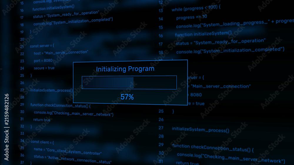 Bild auf Leinwand Initializing program system loading bar animation loop with percentage progress