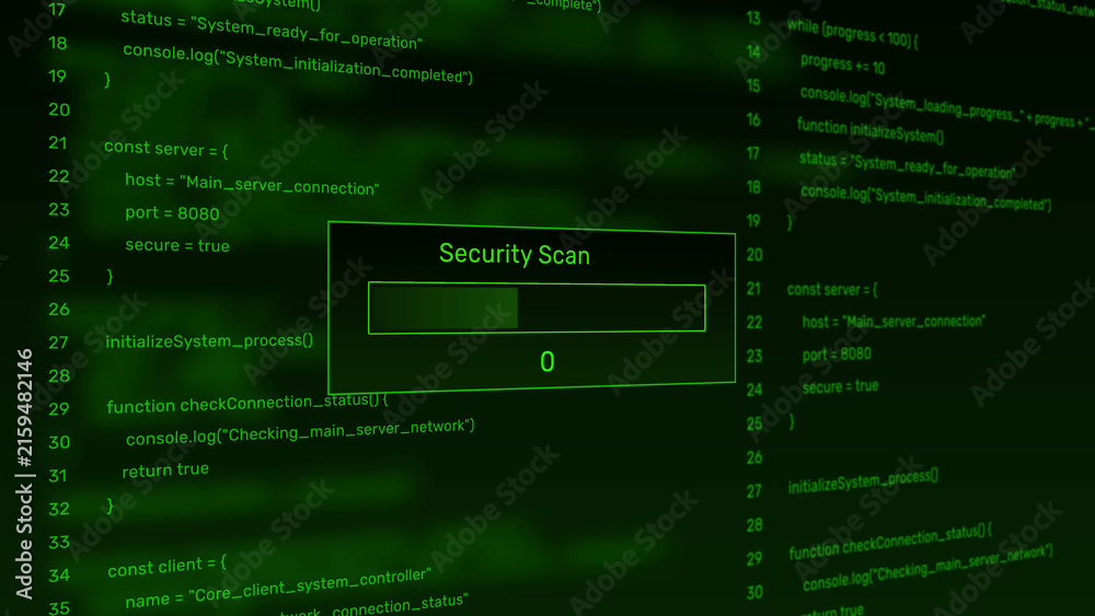 Картината върху платно Security scan system vulnerability check progress bar animation loop with percen