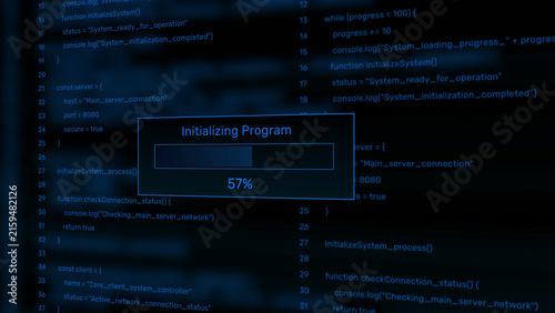 Bild auf Leinwand Initializing program system loading bar animation loop with percentage progress