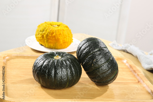Fresh Winter Squash and Gourd Still Life on Wooden Cutting Board Studio Photography