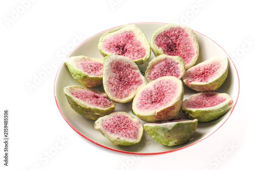 Quadro su tela Deliciously Fresh Xinjiang Figs Sliced on Plate - Sweet Dried Fruit Snack