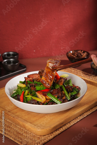 Bild auf Leinwand Preserved Duck with Vegetables Chinese Traditional Delicacies Asian Cuisine Gour