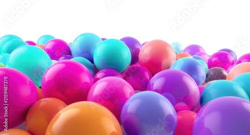 Vibrant glossy colorful spheres in dense arrangement for festive design backgrounds and creative