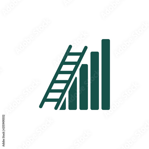 A dark green icon showing a ladder leaning against a graph
