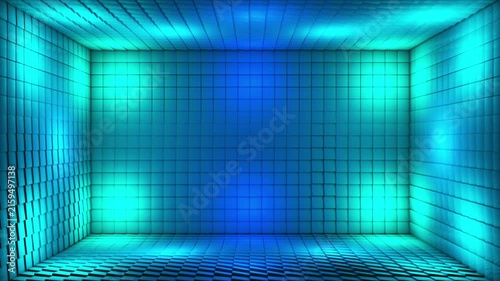 Broadcast Pulsating Switching Hi-Tech Blinking Illuminated Cubes Room Stage, Multi Color, Events, 3D, Loopable, 4K