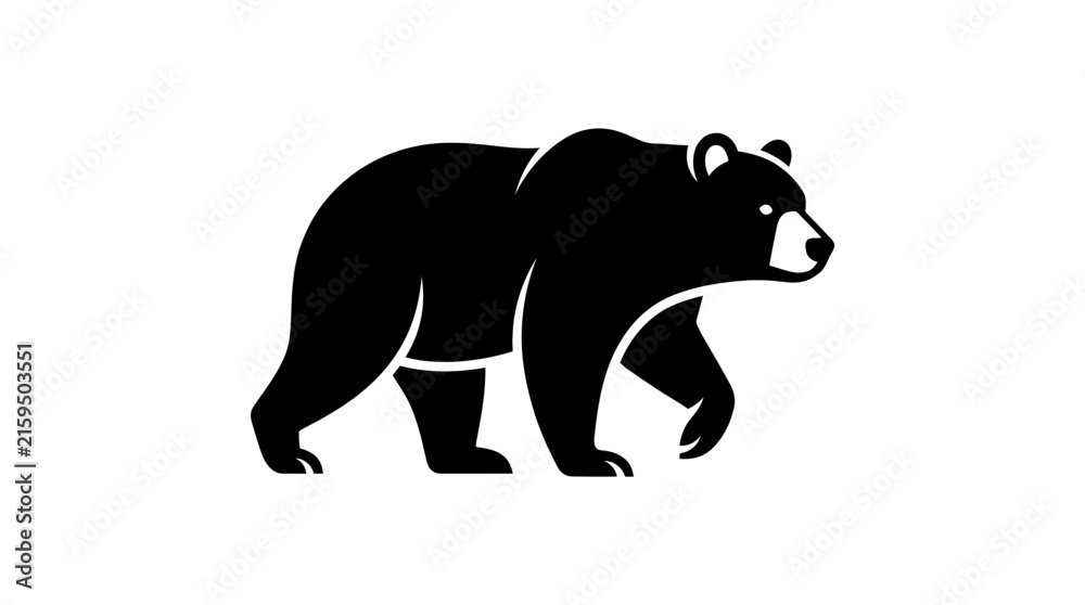 Fototapeta premium Minimalist Black Bear Silhouette Icon