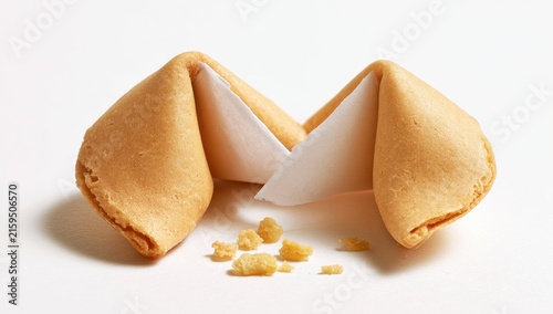 Tapety artystyczne A Delicious Fortune Cookie Cracked Open Revealing Crumbs.
