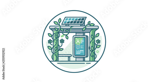 Sustainable solar powered bus stop icon