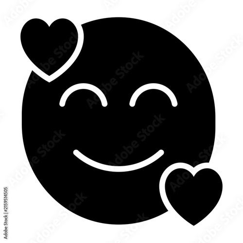 Bild auf Leinwand lovely smiling face emoji glyph icon with heart