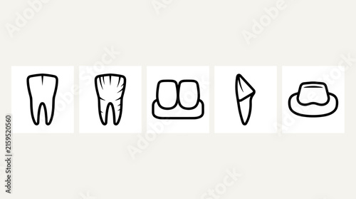 Set of Human Teeth Icons for Dental Care