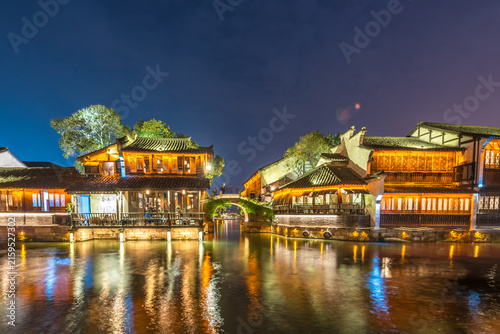 Wuzhen Ancient Town Night View, Jiangnan Canal Architecture