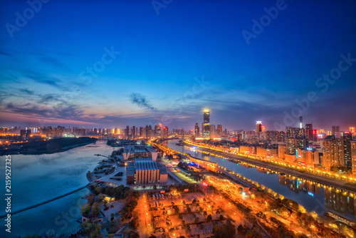 Wuhan City Center Night View - Yangtze River Skyline