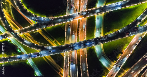 Zhengdong District Night Highway Interchange, Zhengzhou Aerial View